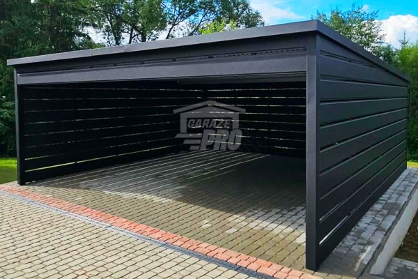 Ogłoszenie - Carport - wiata samochodowa 5x6 m - dodatkowa zabudowa - antracyt - dach spad w tył - rynna GP759. Zdjęcie 3