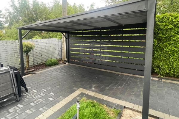 Ogłoszenie - Carport - wiata samochodowa 4x6 m - dodatkowa zabudowa - antracyt - dach spad w tył GP734. Zdjęcie 2