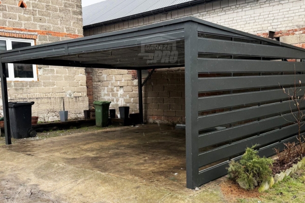 Ogłoszenie - Carport - wiata samochodowa 6x5 m - dodatkowa zabudowa - antracyt - dach spad w tył GP735. Zdjęcie 4