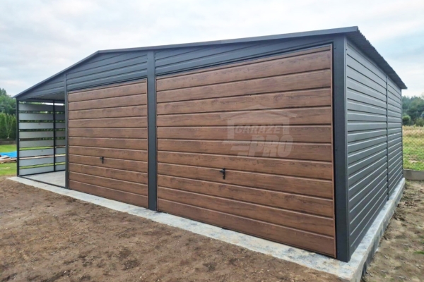 Ogłoszenie - Garaż blaszany 6x6 m + wiata 3x6 m - 2x brama uchylna - drzwi drewnopodobny - dach GP745. Zdjęcie 3