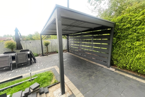 Ogłoszenie - Carport - wiata samochodowa 4x6 m - dodatkowa zabudowa - antracyt - dach spad w tył GP734. Zdjęcie 4