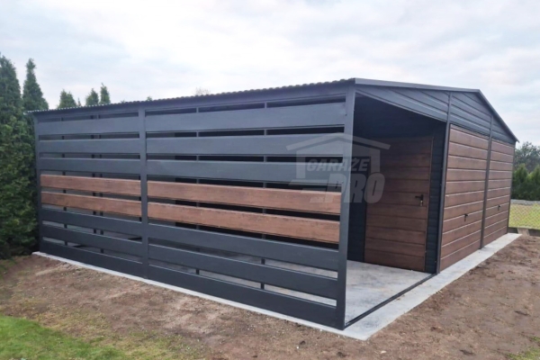 Ogłoszenie - Garaż blaszany 6x6 m + wiata 3x6 m - 2x brama uchylna - drzwi drewnopodobny - dach GP745. Zdjęcie 4