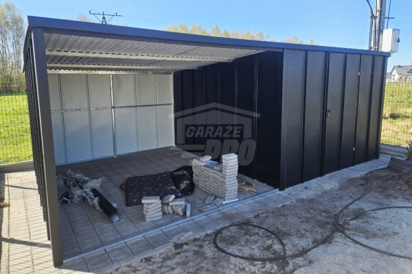 Ogłoszenie - Schowek - domek ogrodowy 2,3x3 m + wiata 3x3 m - drzwi - antracyt - blacha na rąbek - dach spad w tył GP746. Zdjęcie 4