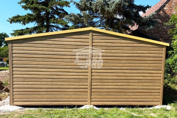 Ogłoszenie - Domek ogrodowy 2,5x5 m + wiata 1,5x5 m drzwi 2x okno drewnopdobny dwuspad odwrócony blachodachówka rynny GP755. Zdjęcie 5