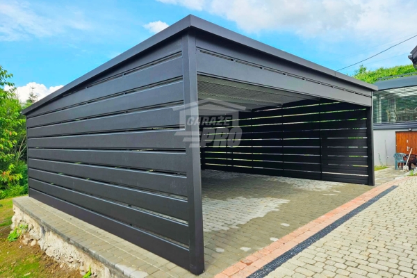 Ogłoszenie - Carport - wiata samochodowa 5x6 m - dodatkowa zabudowa - antracyt - dach spad w tył - rynna GP759. Zdjęcie 4