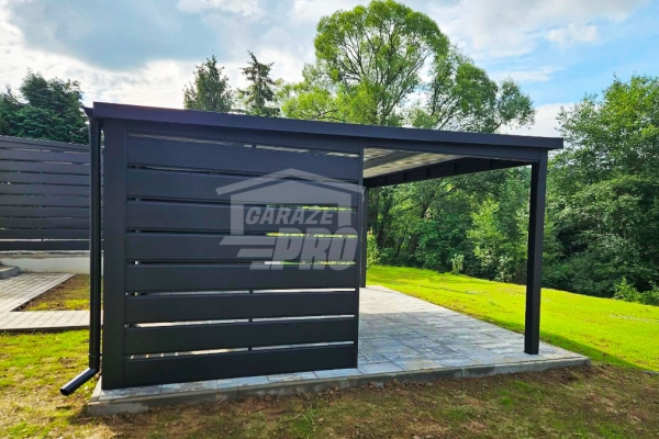 Ogłoszenie - Carport - Wiata samochodowa 6x4 m - dodatkowa zabudowa - antracyt - dach spad w tył - rynna GP760. Zdjęcie 4