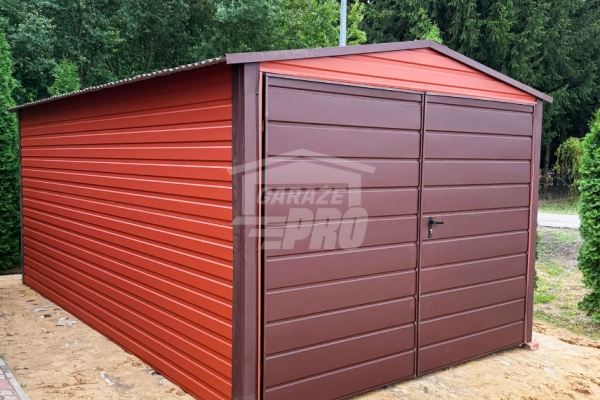 Ogłoszenie - Garaż blaszany 3x5 m - brama dwuskrzydłowa - jasny brąz - dach dwuspadowy GP761. Zdjęcie 4