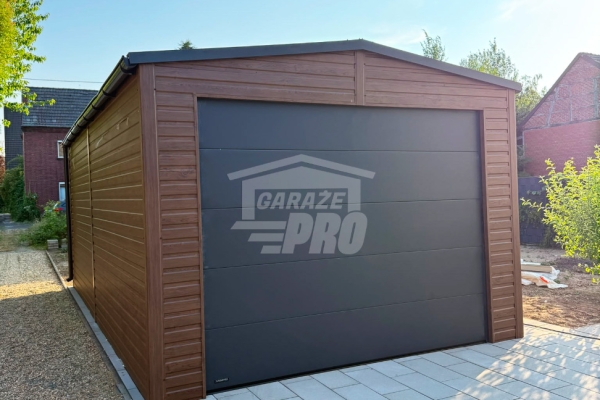 Ogłoszenie - Garaż blaszany 4x6 m brama segmentowa 2x okno drzwi drewnopodobny blachodachówka rynny GP766. Zdjęcie 3