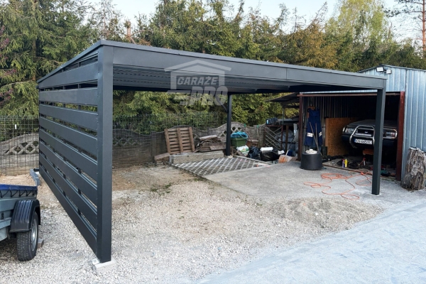 Ogłoszenie - Carport - Wiata samochodowa CarPort 5x5 m - antractyt - dodatkowa zabudowa - dach spad w tył GP737. Zdjęcie 3