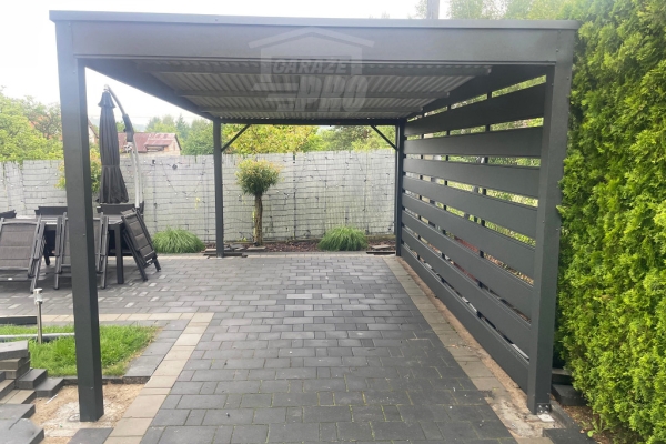 Ogłoszenie - Carport - wiata samochodowa 4x6 m - dodatkowa zabudowa - antracyt - dach spad w tył GP734. Zdjęcie 3