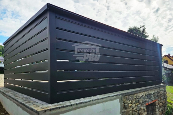 Ogłoszenie - Carport - wiata samochodowa 5x6 m - dodatkowa zabudowa - antracyt - dach spad w tył - rynna GP759. Zdjęcie 2