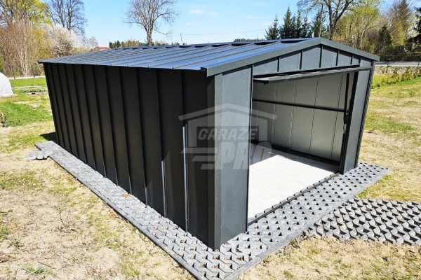 Ogłoszenie - Garaż blaszany 4x6 m - brama uchylna - antracyt - blacha na rąbek - dach dwuspadowy GP741. Zdjęcie 3