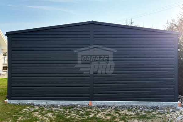 Ogłoszenie - Garaż blaszany 6x6 m - 2x brama uchylna - ściana działowa drewnopodobny - dach rynny GP744. Zdjęcie 2