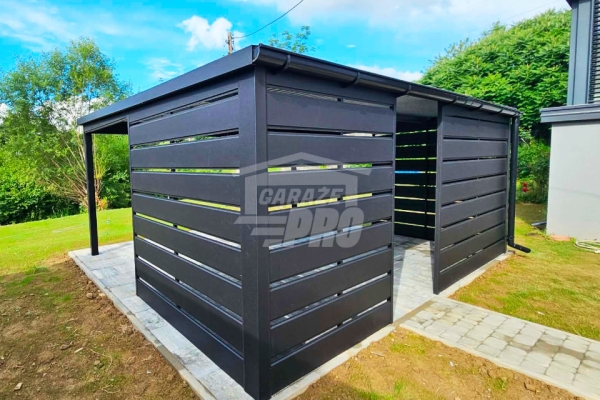Ogłoszenie - Carport - Wiata samochodowa 6x4 m - dodatkowa zabudowa - antracyt - dach spad w tył - rynna GP760. Zdjęcie 3