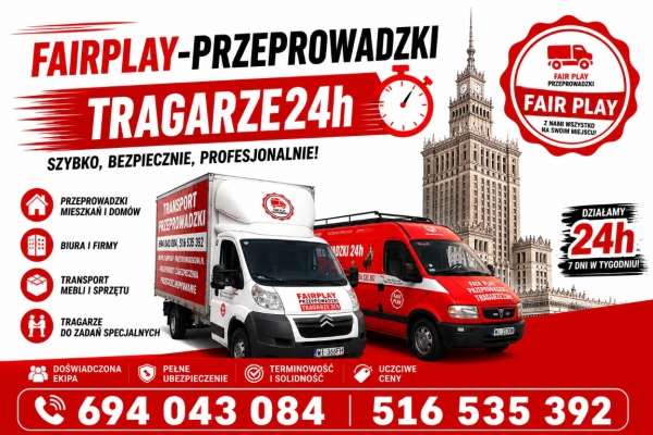 Ogłoszenie - FAIRPLAY PRZEPROWADZKI WARSZAWA | PRZEPROWADZKI • TRANSPORT • WNOSZENIE MEBLI • TRAGARZE  WARSZAWA ⭐⭐⭐⭐⭐. Zdjęcie 1