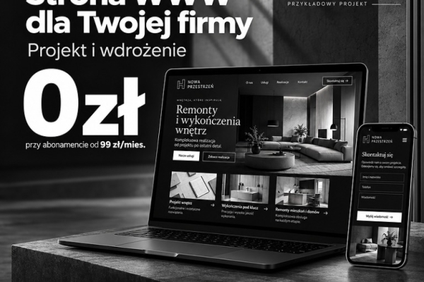 Ogłoszenie - Strona internetowa dla Twojej firmy. Projekt i wdrożenie za 0 zł. Zdjęcie 1