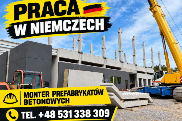 Ogłoszenie - Monter elementów betonowych - praca w delegacji, darmowa kwatera, bez języka. Zdjęcie 1