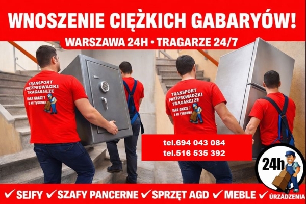 Ogłoszenie - TRAGARZE WNOSZENIE ZNOSZENIE MEBLI GABARYTÓW tanio • WARSZAWA +okolice ⭐⭐⭐⭐⭐ pogotowie tragarskie 24/7. Zdjęcie 1