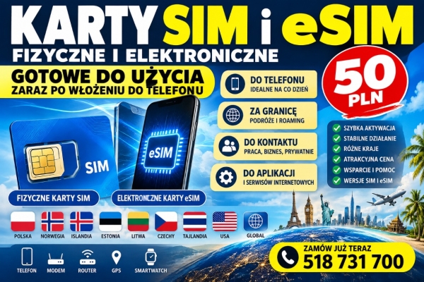 Ogłoszenie - Zarejestrowane SIM i eSIM Warszawa – atrakcyjne ceny i rabaty. Zdjęcie 1