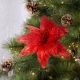 Ogłoszenie - Świąteczny kwiat dekoracyjny z połyskliwej tkaniny w prążki - 17,52 zł