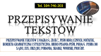 Ogłoszenie - Przepisywanie tekstów, cennik usługi, tel. 504-746-203. Edycja i poprawienie tekstu - Wrocław