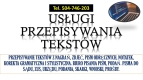 Ogłoszenie - Przepisywanie tekstów, cennik usługi, tel. 504-746-203. Edycja i poprawienie tekstu - Wrocław