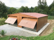 Ogłoszenie - Garaż blaszany 7,5x6m - 2x  brama uchylna złoty dąb - drewnopodobny - blachodachówka - rynny - dwuspad TS881 - Bydgoszcz - 20 700,00 zł