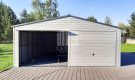 Ogłoszenie - GARAŻ BLASZANY 6,5m x 6m poziom - dwuspad - 2x Brama uchylna - biały + antracyt ID166 6,5x6 - Sosnowiec - 17 530,00 zł