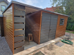 Ogłoszenie - Schowek - Domek Ogrodowy 3,5x3m + Wiata 1,5m Brama Dwuskrzydłowa - Okno - Ciemny Orzech - Drewnopodobny ID701 - Płock - 6 350,00 zł