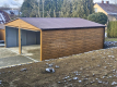 Ogłoszenie - Garaż blaszany 6x6,5m - bramy uchylne - jasny orzech - drewnopodobny - rynny - dach dwuspadowy TS932 - Konin - 15 790,00 zł