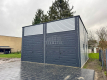 Ogłoszenie - Hala blaszana Magazyn - 7x8m - 2x Brama dwuskrzydłowa - 4x Okno - Drzwi Antracyt Srebrny Rynny dach spad w tył  TS979 - Szczecinek - 31 300,00 zł