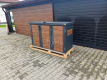 Ogłoszenie - Zabudowa koszy na śmieci wiata śmietnikowa obudowa kubłów 177x65x110 cm 3x120L antracyt + jasny orzech TS953 - Tychy - 3 300,00 zł