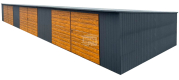 Ogłoszenie - Rząd garaży Garaż blaszany 18x5m 3x brama dwuskrzydłowa drzwi drewnopodobny dach GP525 - Gryfice - 22 900,00 zł