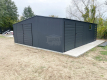 Ogłoszenie - Garaż blaszany 7x7,5m + wnęka 2,5m - 2x brama dwuskrzydłowa - 2x okno - antracyt -  dach dwuspadowy  GP481 - Poznań - 16 300,00 zł