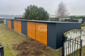 Ogłoszenie - Rząd garaży Garaż blaszany 18x5m 3x brama dwuskrzydłowa drzwi drewnopodobny dach GP525 - Gryfice - 22 900,00 zł