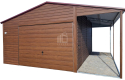Ogłoszenie - Garaż blaszany 4x6m + wiata 1,5m - brama uchylna - drzwi - ciemny orzech - drewnopodobny - dach dwuspadowy ID982. Miniaturka 1