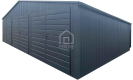 Ogłoszenie - Garaż blaszany 10x6m - 3x Brama - Rynny - Antracyt - Dach dwuspadowy PLG184. Miniaturka 1