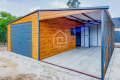 Ogłoszenie - Garaż Blaszany 4x6m + Wiata 4x6m - Panele Verona -  Brama Uchylna - Okno - Drzwi Drewnopodobny - dach Dwuspadowy  PLG142 - Nowy Sącz - 15 950,00 zł
