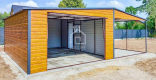 Ogłoszenie - Garaż Blaszany 4x6m + Wiata 4x6m - Brama Uchylna Okno Drzwi - Jasny orzech - Antracyt - Drewnopodobny - Dwuspad PLG141 - Gdańsk - 13 750,00 zł