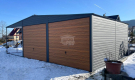 Ogłoszenie - Garaż blaszany 6x6m + wiata 3m - 2x brama uchylna - antracyt - ciemny orzech - dach dwuspadowy GP585. Miniaturka 2