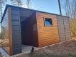 Ogłoszenie - Schowek - domek ogrodowy 4,5x2m + wiata 2m - brama - okno - jasny orzech - drewnopodobny - dach spad w tył ID1001. Miniaturka 2