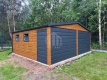 Ogłoszenie - Garaż blaszany 6x5m - 2x brama uchylna - 2x okno - drzwi - jasny orzech - drewnopodobny - dach dwuspadowy - rynny SO126. Miniaturka 3