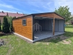 Ogłoszenie - Garaż blaszany 6x6m - 2x brama uchylna - okno - jasny orzech - drewnopodobny - antracyt - dach dwuspadowy SO132. Miniaturka 4