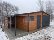 Ogłoszenie - Garaż blaszany 6x6m + wiata 2m - brama uchylna - drzwi - okno - drewnopodobny - dach dwuspadowy - rynna SO134. Miniaturka 4