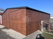 Ogłoszenie - Garaż blaszany 8x6m - 2x brama uchylna - drzwi - ciemny orzech - drewnopodobny - dach dwuspadowy - rynny  SO138. Miniaturka 4