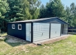Ogłoszenie - Garaż blaszany  6x6m + wiata 3m - 2x brama uchylna - drzwi - 2x okno - antracyt - biały - rynny - dach dwuspadowy SO105. Miniaturka 3