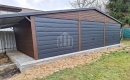 Ogłoszenie - Garaż blaszany 9x4m + wiata 3m - 3x brama uchylna - drzwi - drewnopodobny - dach dwuspadowy - rynny SO108. Miniaturka 1