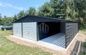 Ogłoszenie - Garaż blaszany  6x6m + wiata 3m - 2x brama uchylna - drzwi - 2x okno - antracyt - biały - rynny - dach dwuspadowy SO105. Miniaturka 4
