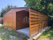 Ogłoszenie - Garaż blaszany 4x6m + wiata 2m - brama uchylna - drzwi - okno - drewnopodobny - dach dwuspadowy - rynny SO119. Miniaturka 4