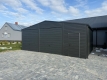 Ogłoszenie - Garaż blaszany dwustanowiskowy 8x6 Dach dwuspadowy, Bramy uchylne, Grafit. Miniaturka 2